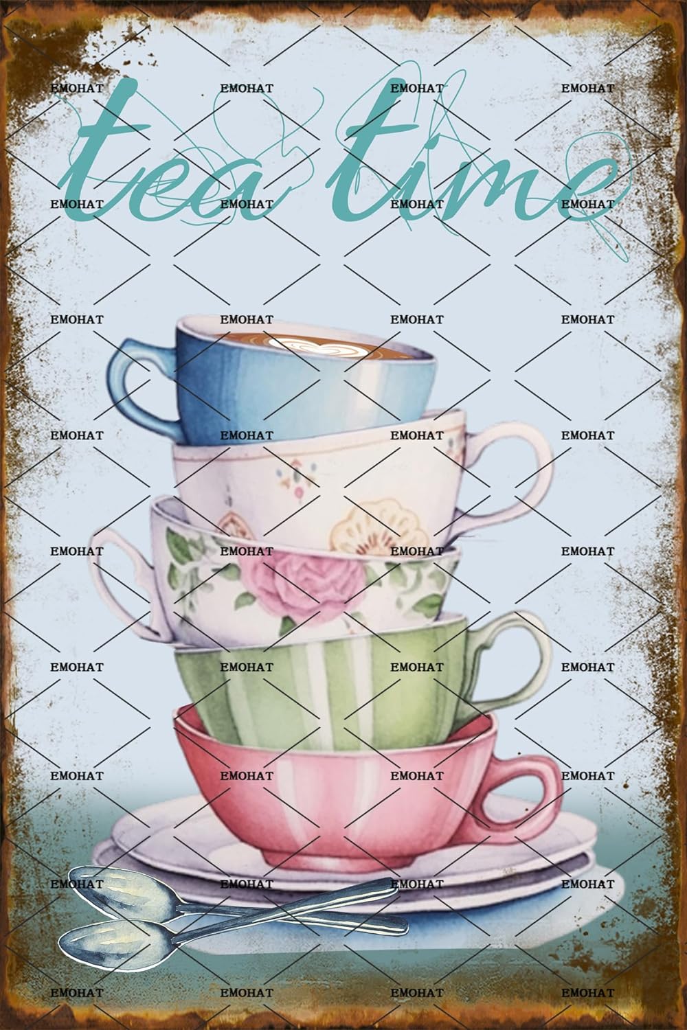 Coffee Tea Poster - Vintage Tarzı Metal Tabela Duvar Dekorasyonu