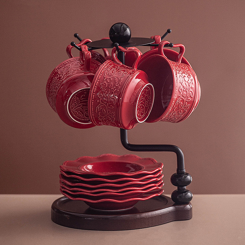Coffee Tea Festival - Retro şenlikli kahve fincanı ve tabağı
