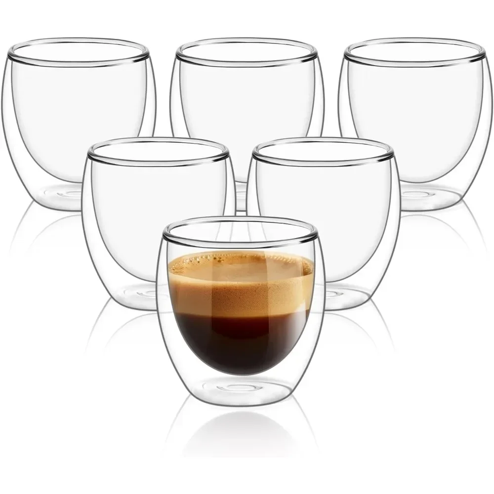 Double Wall Mug - 6 adet Temizle Çift Duvar Cam