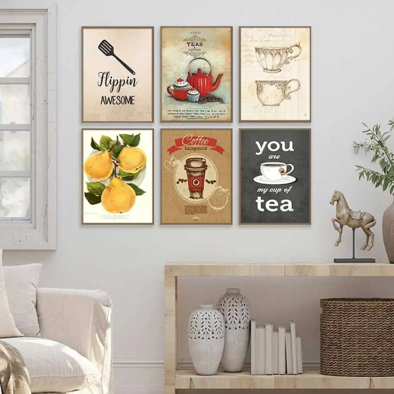 Coffee Tea Poster - Vintage Sıcak Kahve Çay Saati Yiyecekleri