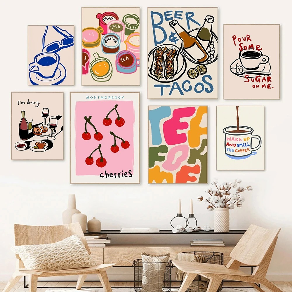 Coffee Tea Poster - Kahve Dükkanı Öğleden Sonra Çay Kruvasan