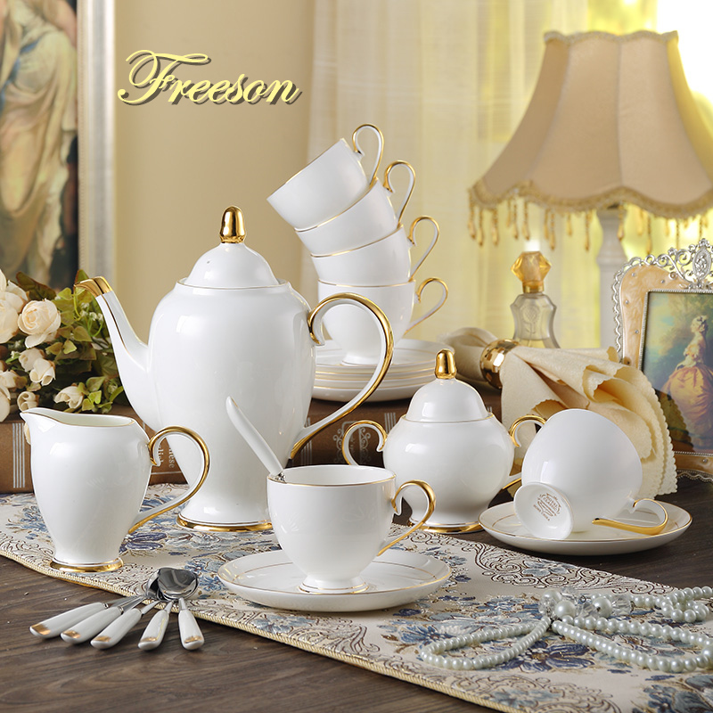 Coffee Tea And Sugar Set - Grace Kemik Çini Kahve Seti Beyaz