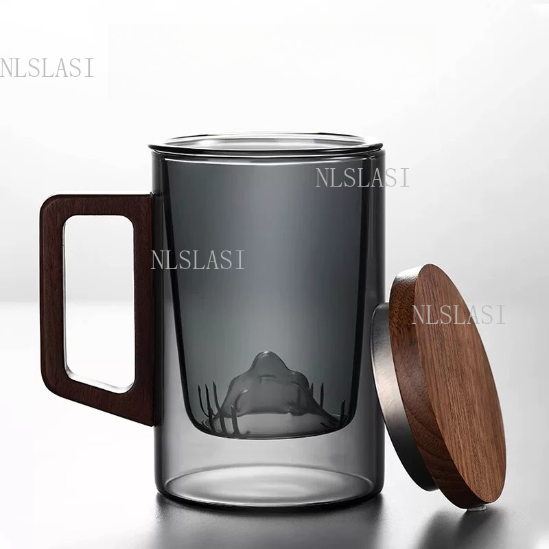 Double Wall Mug - Füme Gri Çift Cidarlı Cam Çay