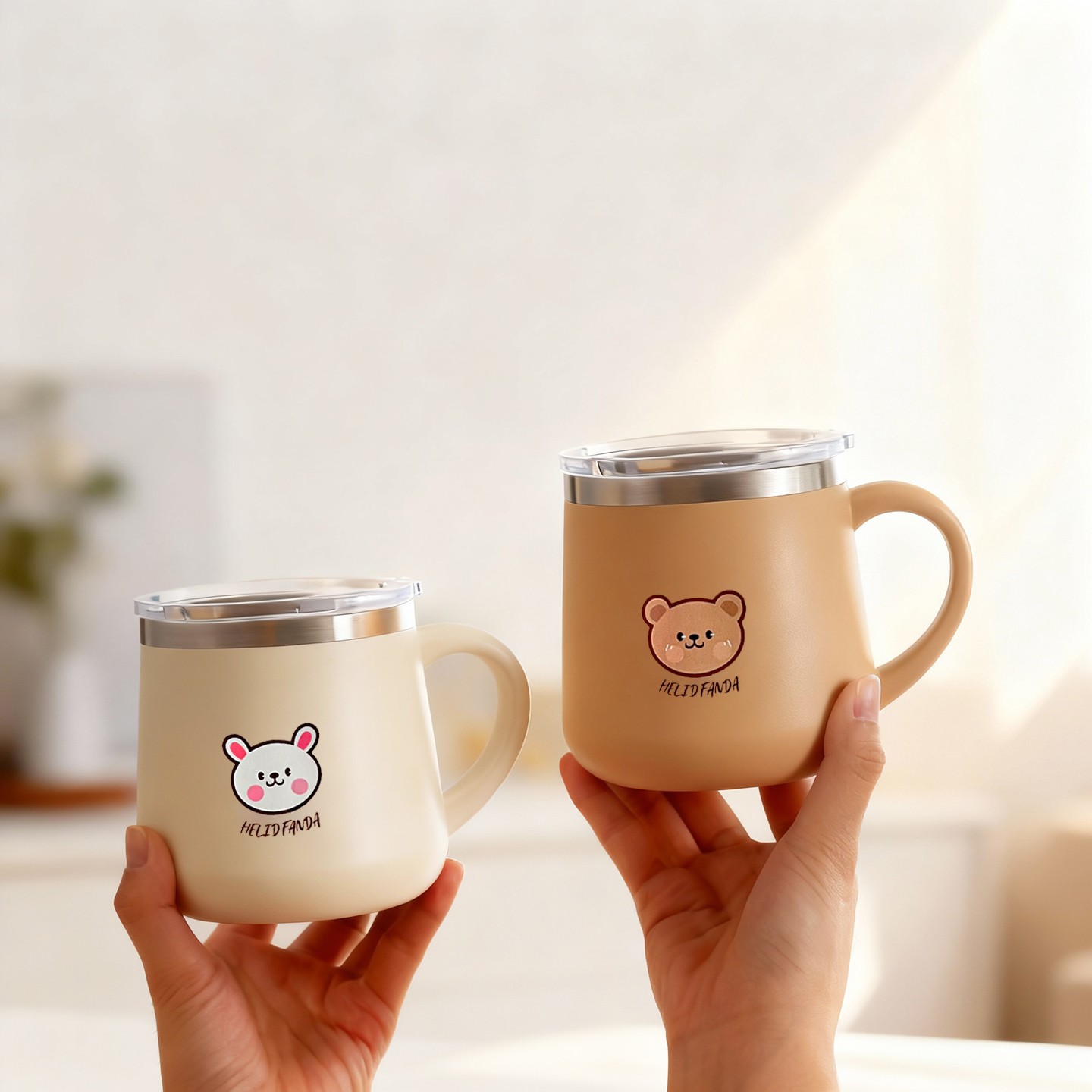 Double Wall Mug - 430ML Çizgi Film Desenli 316 Paslanmaz
