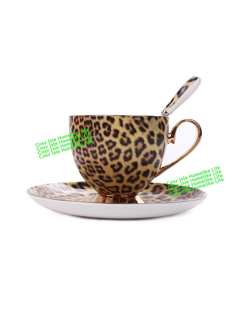 Coffee Tea Festival - Altın rengi kemik çini leopar kahve