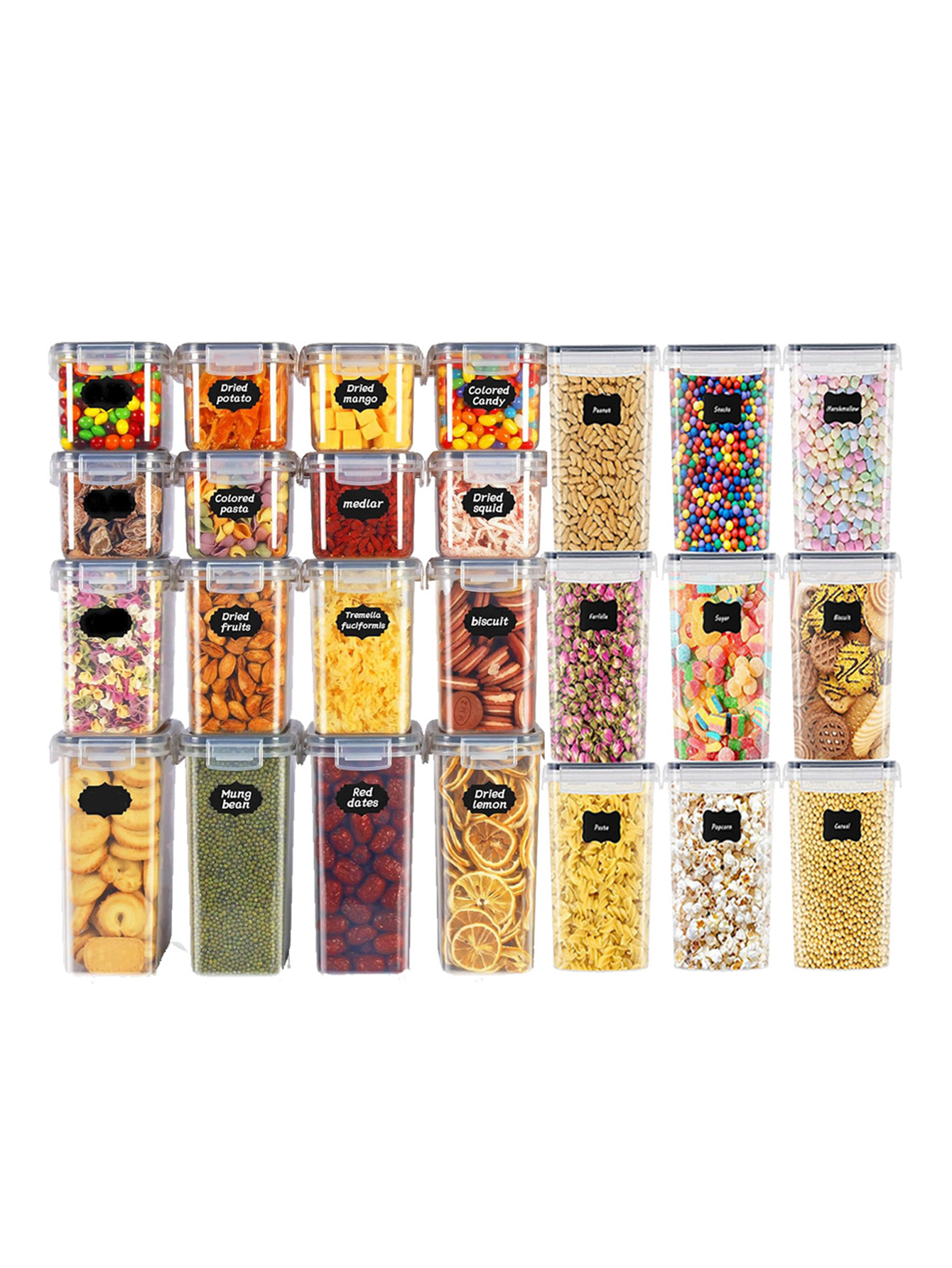 Tea Coffee Sugar Container - 48 adet, Kapaklı Mühürlü Gıda Saklama