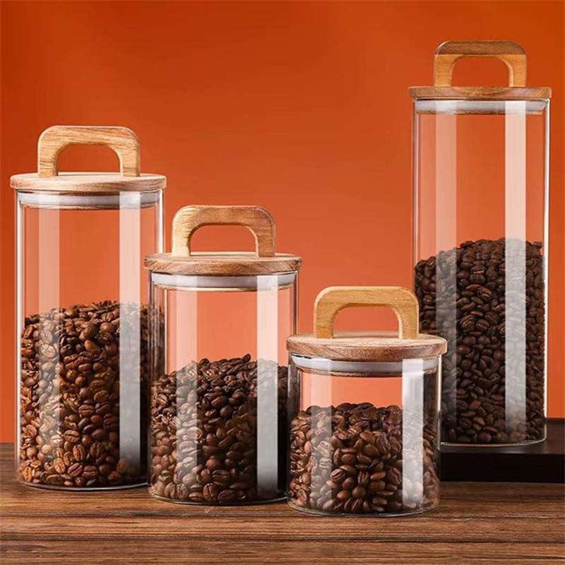 Bambu kapaklı şeffaf cam kavan - Tea Coffee Sugar Container incelemesi ve fiyatı