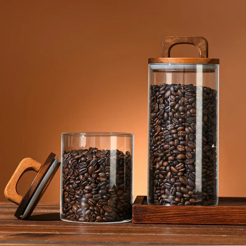 Bambu kapaklı şeffaf cam kavan - Tea Coffee Sugar Container incelemesi ve fiyatı